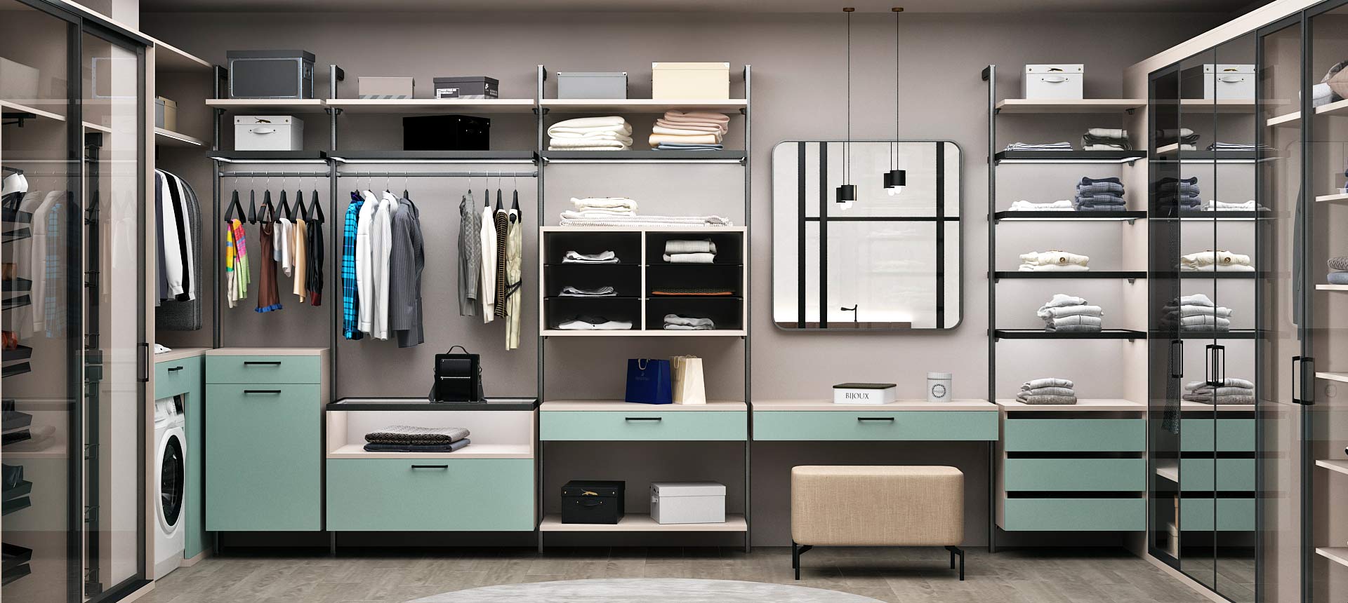 Зелёный фьорд / Кашемир&nbsp;серый&nbsp;