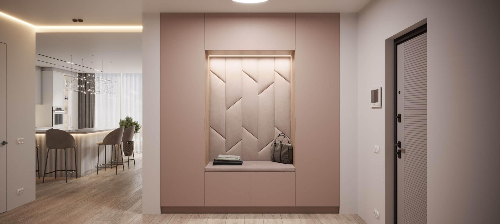 Розовый кварц матовый / Орех&nbsp;Карини&nbsp;белёный&nbsp;