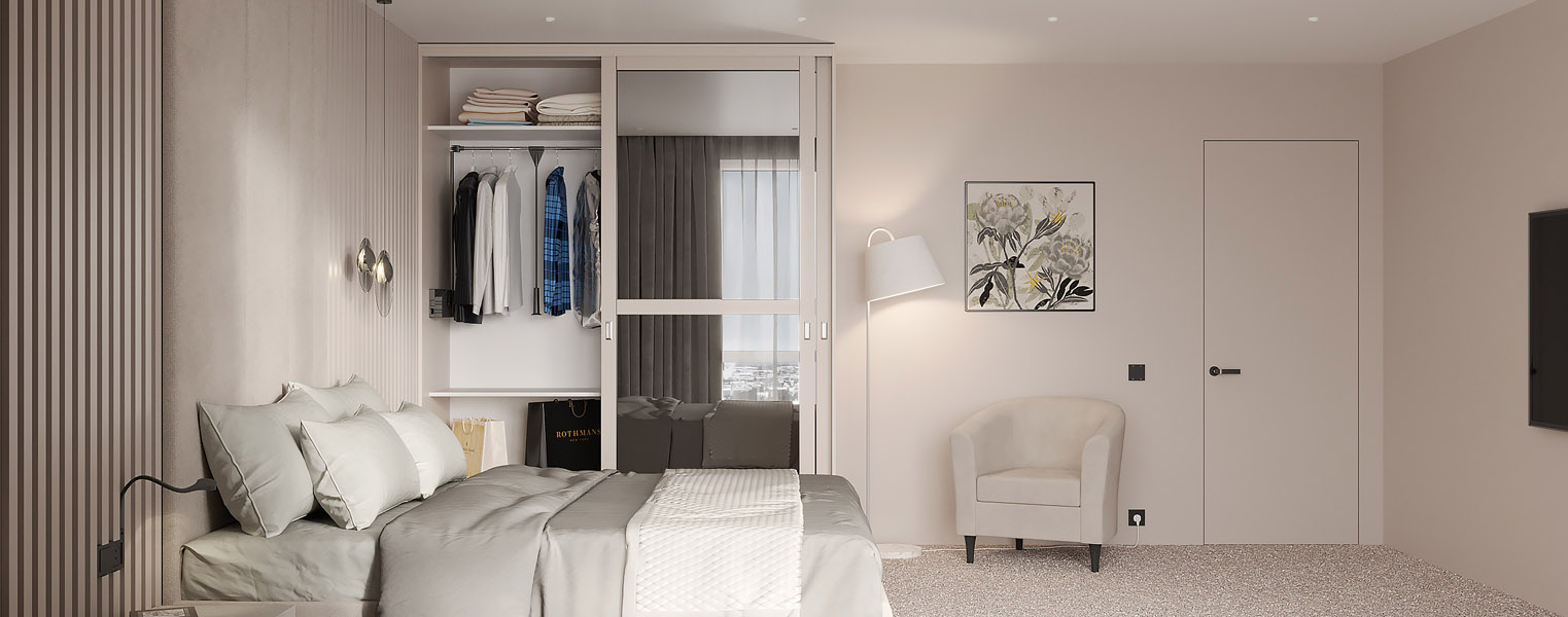 Двухдверный шкаф-купе зеркальный на балкон - фото No 4