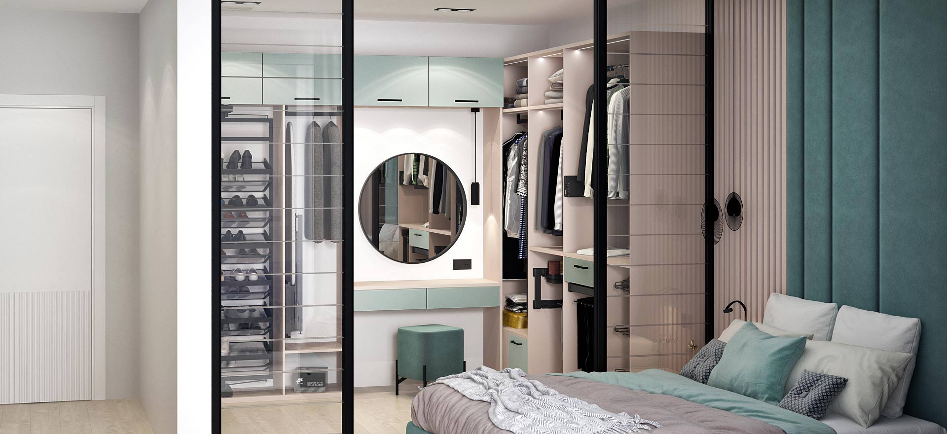 Зелёный фьорд / Кашемир&nbsp;серый&nbsp;