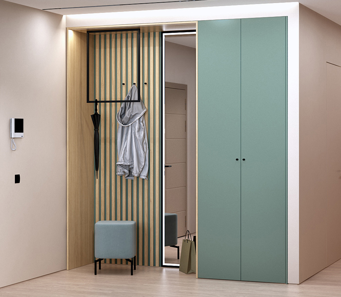 Узкий распашной шкаф с зеркалом на балкон