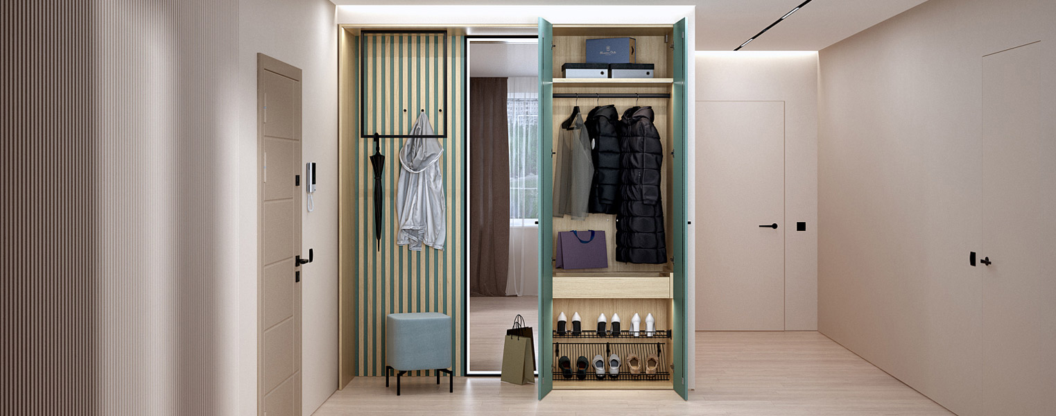 Узкий распашной шкаф с зеркалом в прихожую - фото No 3