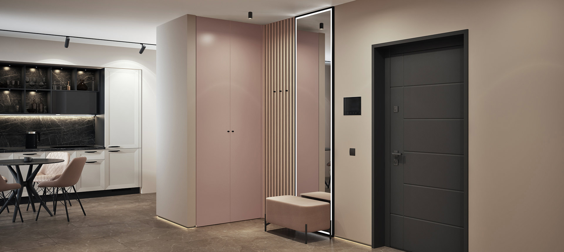 Розовый кварц матовый / Сосна&nbsp;Аланд&nbsp;