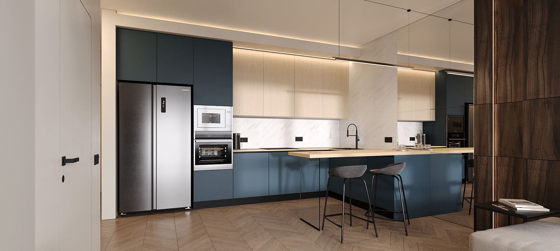 Аквамарин матовый / Дуб&nbsp;Cкандинавский&nbsp;