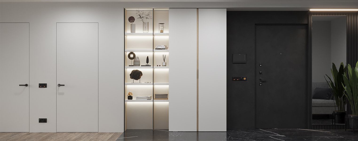 Белый шкаф на балкон со стеллажом - фото No 1