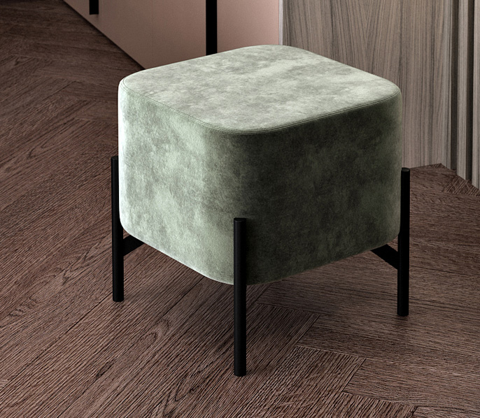 Пуф Лофт 1 на опорах 140мм зеленый