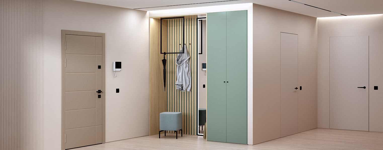 Узкий распашной шкаф с зеркалом в прихожую - фото No 2