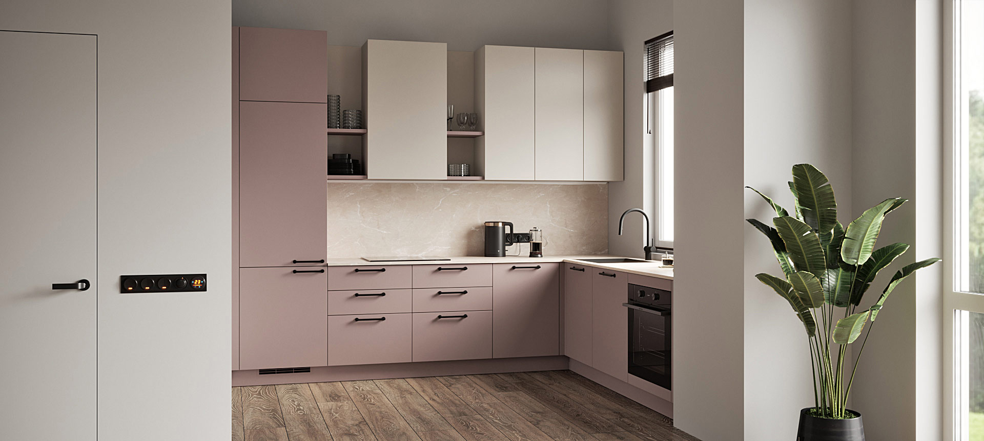 Розовый кварц матовый / Белый&nbsp;Фарфоровый&nbsp;Оникс&nbsp;