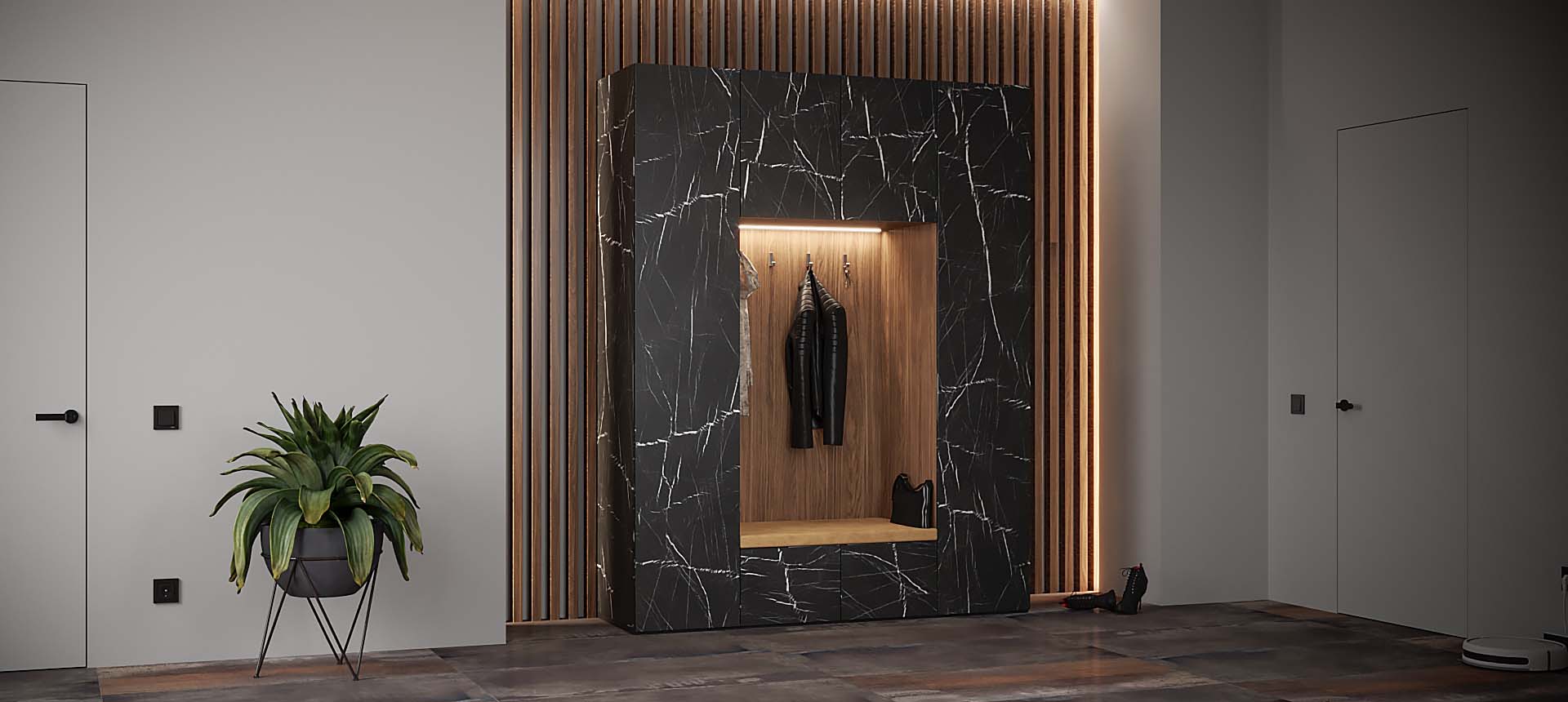 Камень Пьетра Гриджиа чёрный / Орех&nbsp;Линкольн&nbsp;