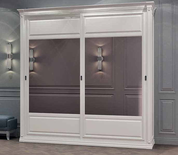 Белый шкаф-купе с зеркалом в прихожую