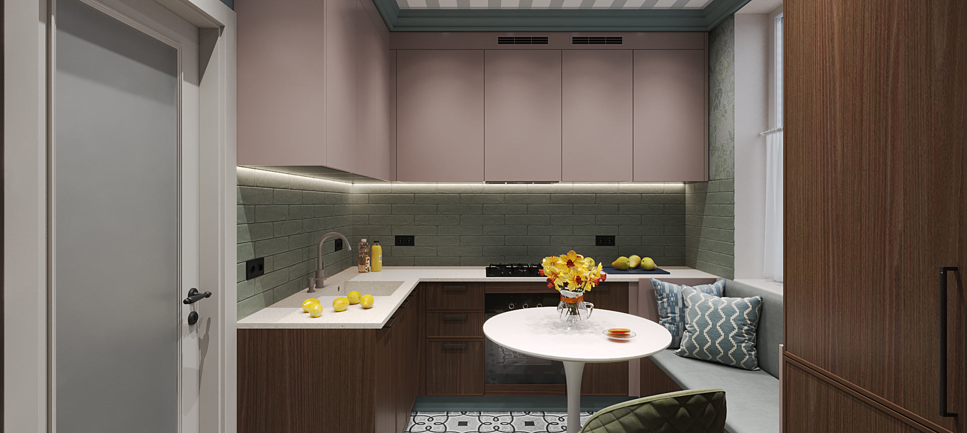 Розовый кварц / Орех&nbsp;Грецкий&nbsp;