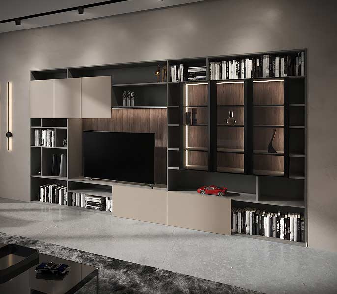 Современная мебель для гостиной с матовыми стеклами