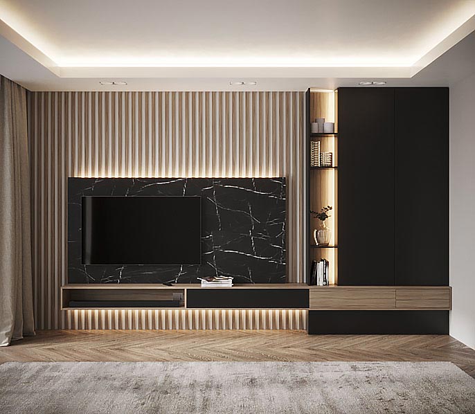 Навесной шкаф в гостиную