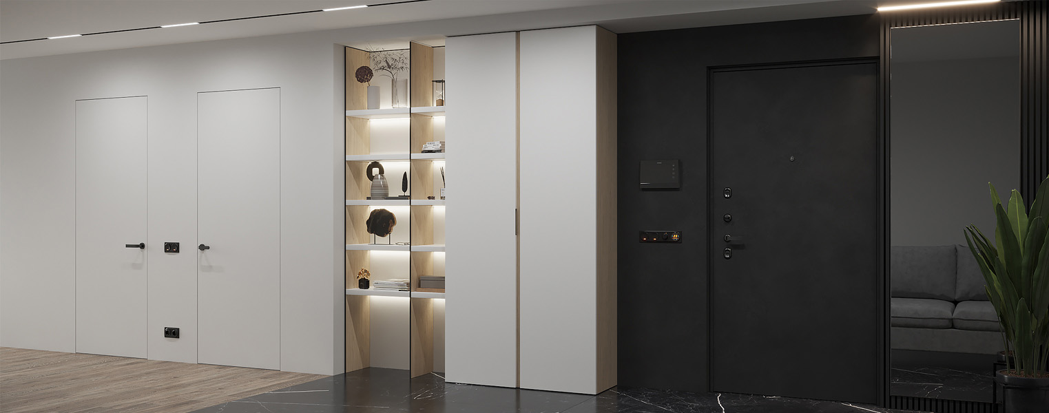 Белый шкаф на балкон со стеллажом - фото No 3