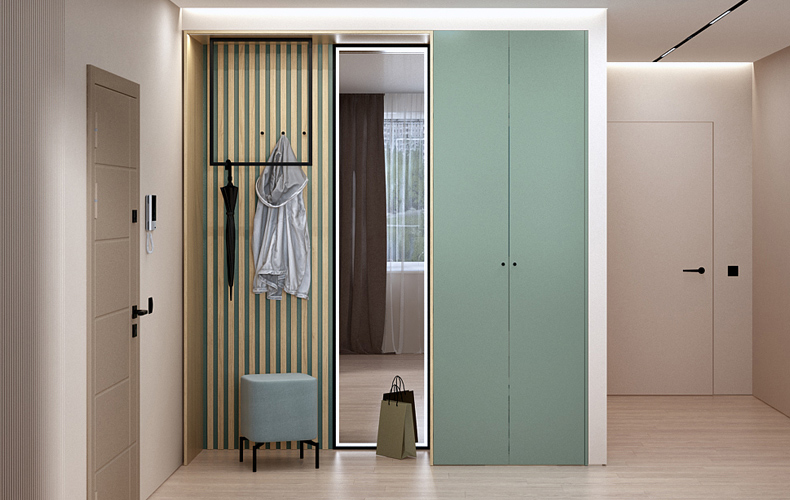 Узкий распашной шкаф с зеркалом в прихожую