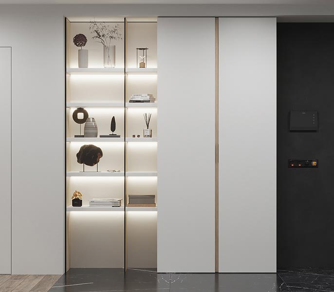 Белый шкаф на балкон со стеллажом