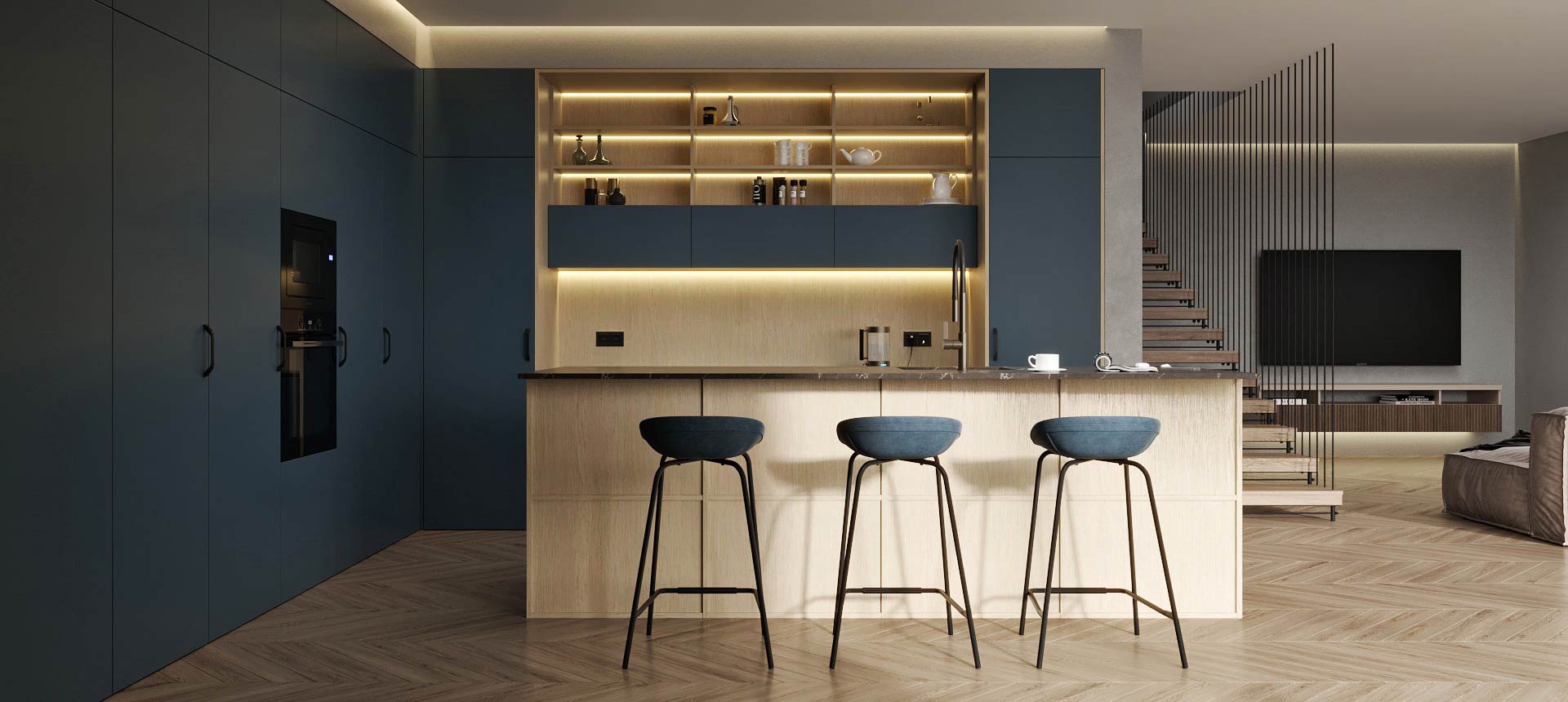 Аквамарин матовый / Дуб&nbsp;Скандинавский&nbsp;