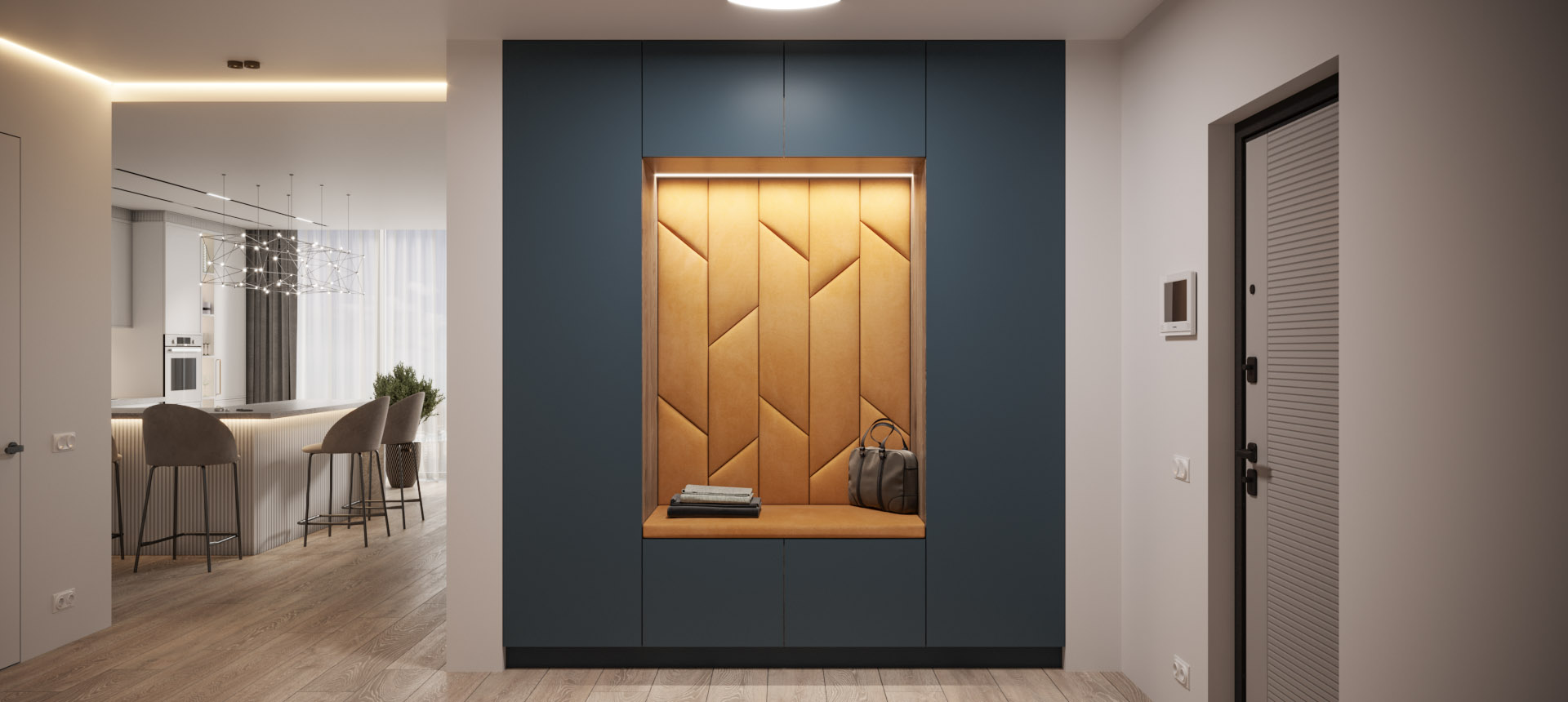 Аквамарин матовый / Дуб&nbsp;Давос&nbsp;