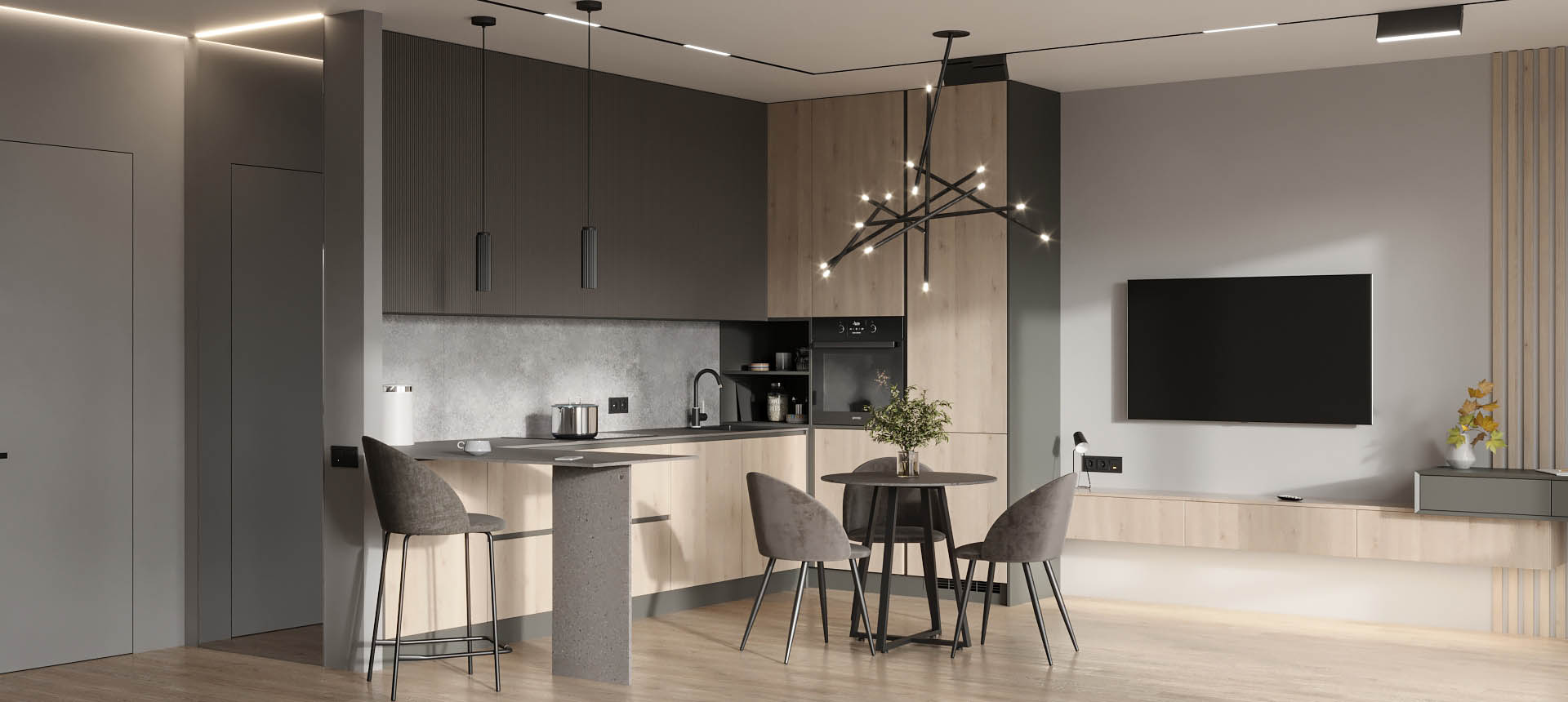 Сосна Аланд / Дуб&nbsp;Титановый&nbsp;