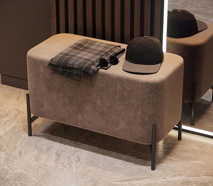 Пуф Лофт 2 в коричневом цвете на опорах 140мм