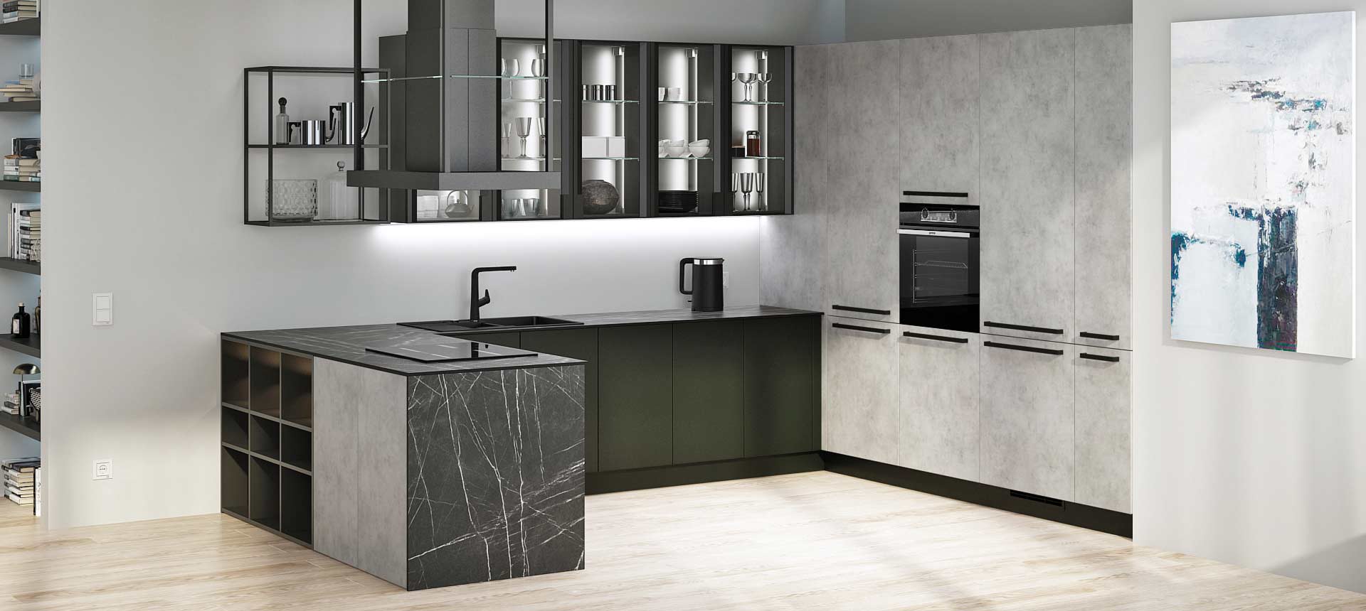 Бетон Чикаго светло-серый / эмаль&nbsp;цвет&nbsp;Чёрный&nbsp;