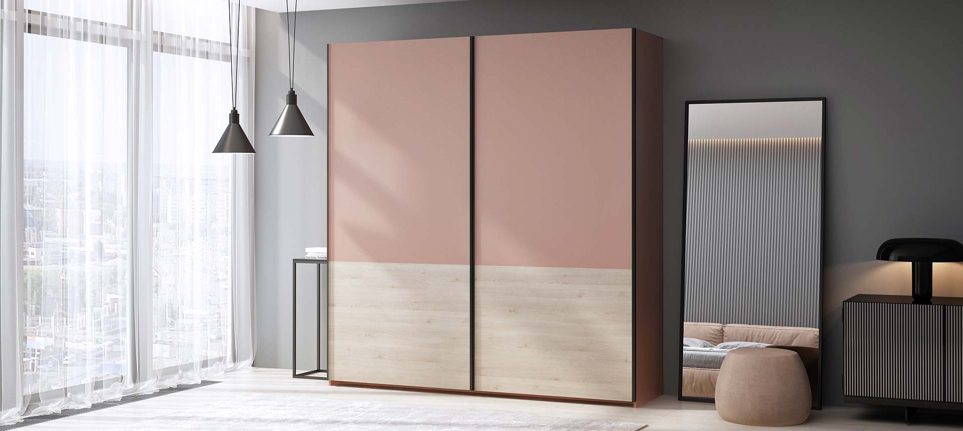 Розовый кварц матовый / Сосна&nbsp;Аланд&nbsp;