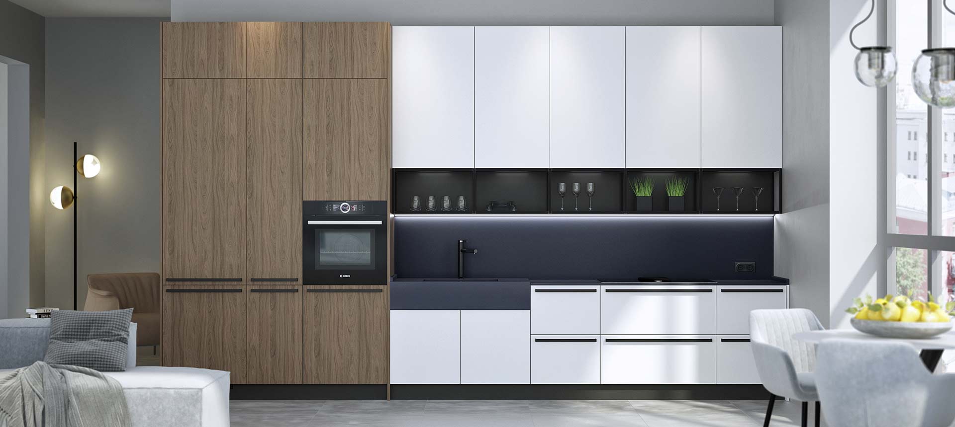 Белый / Орех&nbsp;Карини&nbsp;белёный&nbsp;