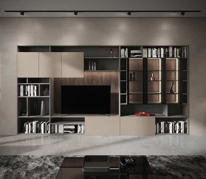 Современный шкаф витрина в гостиную