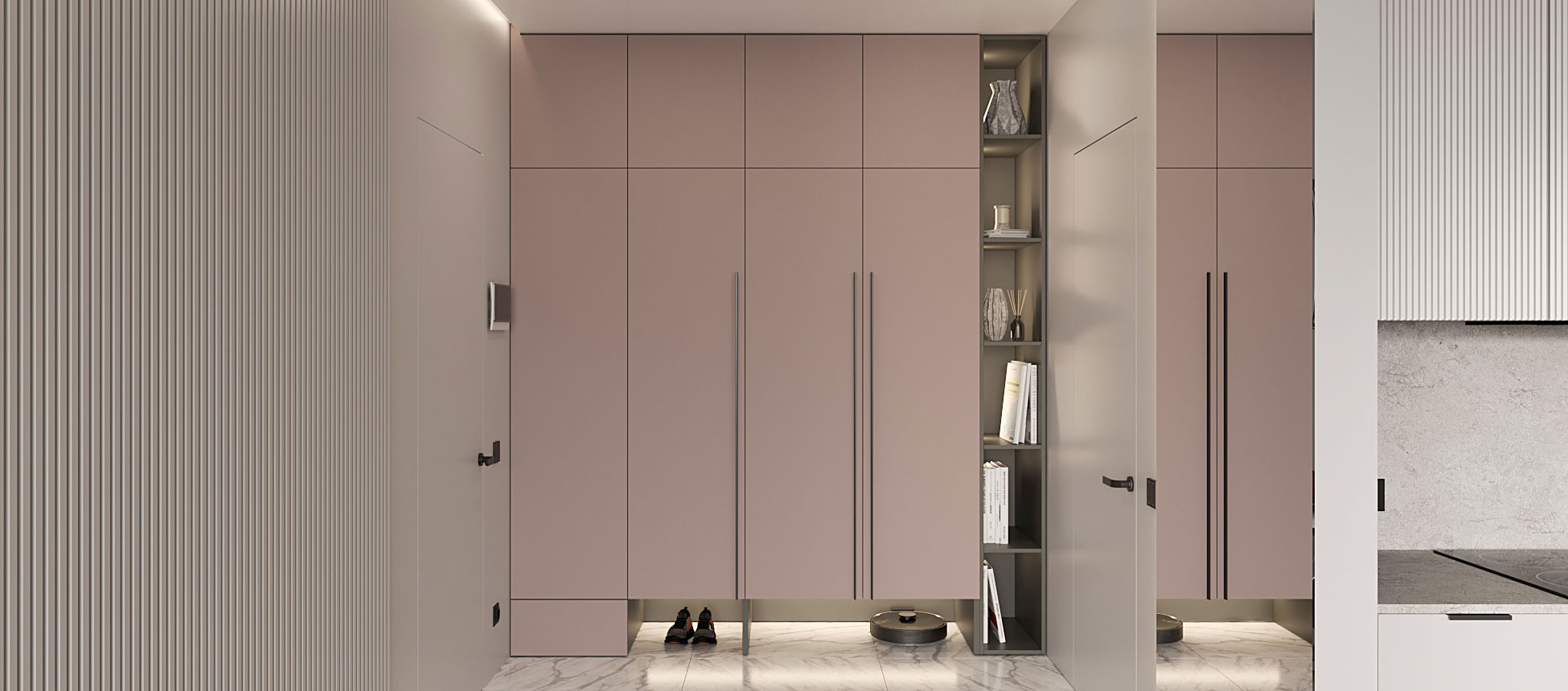 Розовый кварц матовый / Космос&nbsp;серый&nbsp;