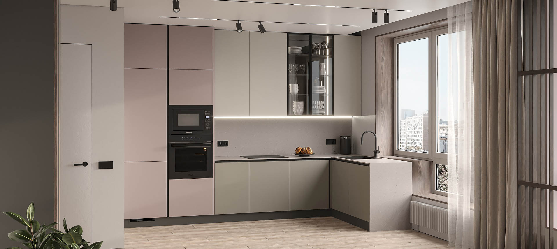 Пепельный Аметист матовый / Розовый&nbsp;кварц&nbsp;матовый&nbsp;