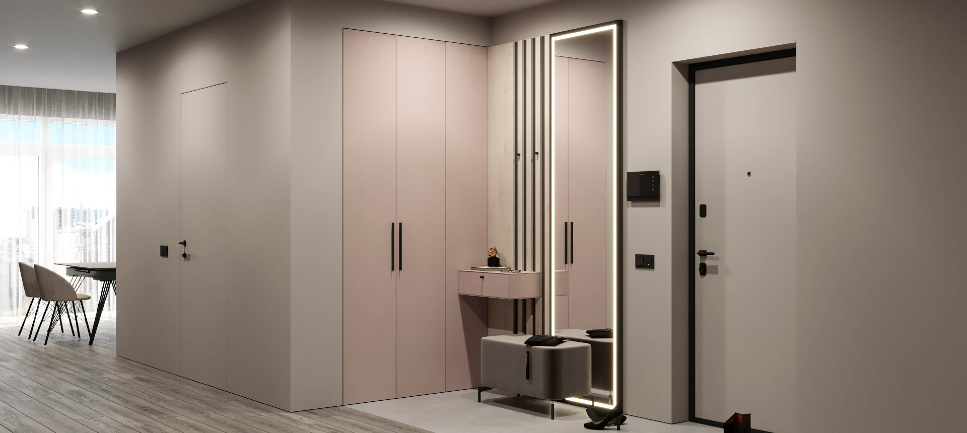 Розовый кварц матовый / Сосна&nbsp;Аланд&nbsp;