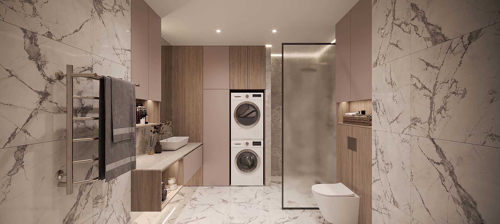 Розовый кварц матовый / Орех&nbsp;Карини&nbsp;белёный&nbsp;