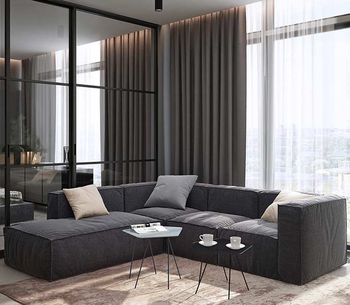 Угловой модульный диван Уно в гостиную