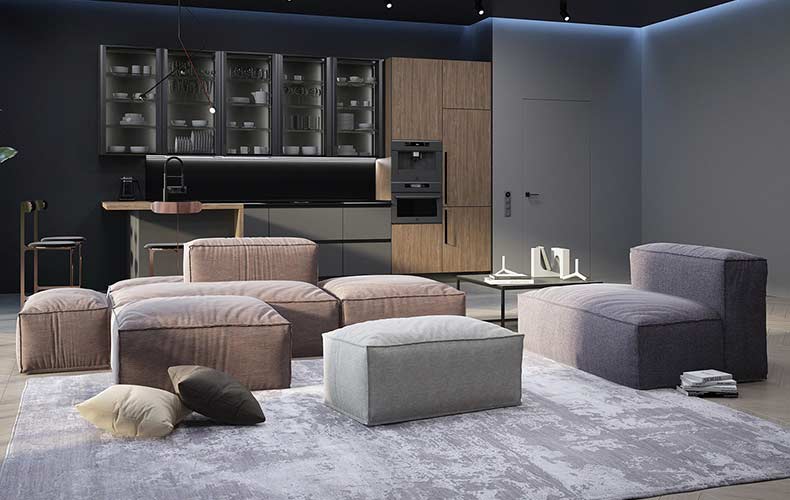 Диван Уно из разноцветных модулей