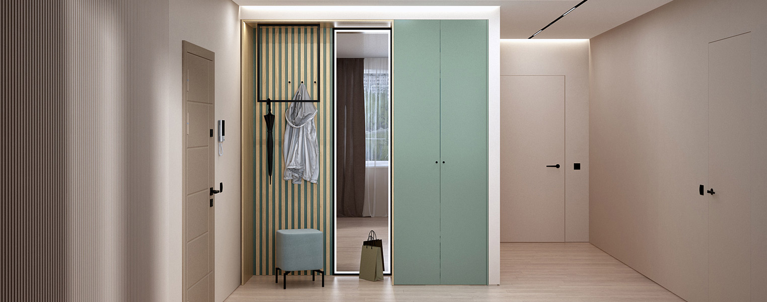 Узкий распашной шкаф с зеркалом в прихожую - фото No 1