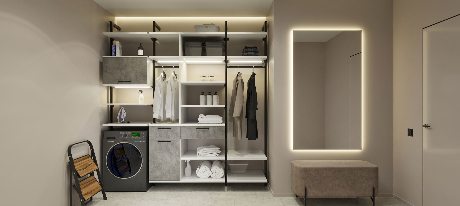 Бетон Чикаго светло-серый / Белый&nbsp;премиум&nbsp;