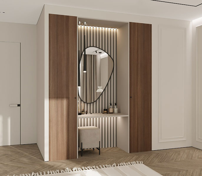Шкаф с зеркалом на две створки в спальню