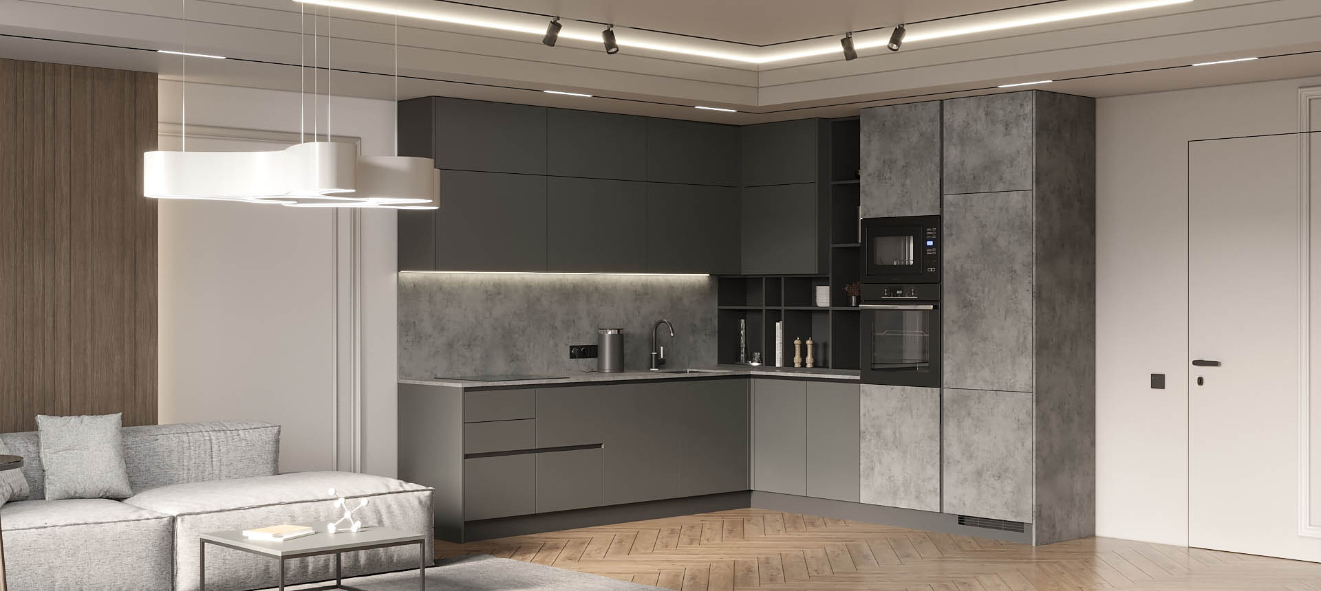 Дымчатый Агат / Бетон&nbsp;Чикаго&nbsp;светло-серый&nbsp;