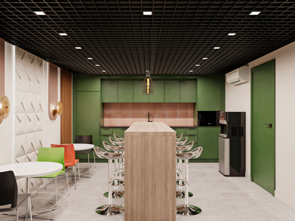 Кухня-столовая в фирменном цвете для российского бренда бытовой техники - фото №4