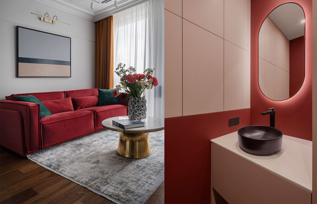 Неакцентная кухня в яркой квартире для молодой пары - фото №2