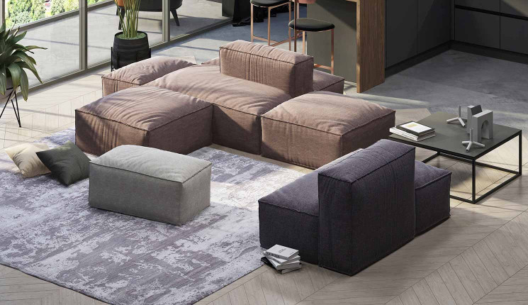 Диван Уно из разноцветных модулей