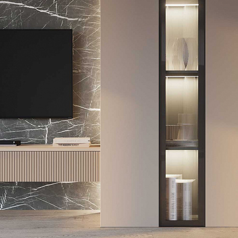 Распашной шкаф витрина в гостиную - детальное фото № 1