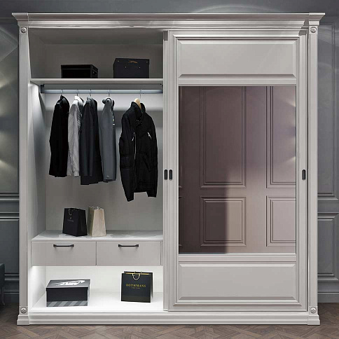 Белый шкаф-купе с зеркалом в прихожую - детальное фото № 3