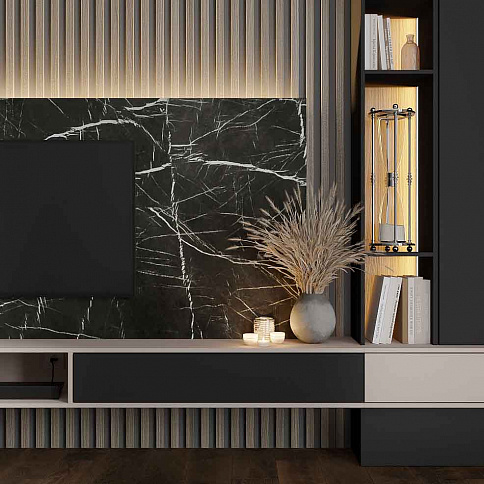 Встроенная гостиная на заказ с зоной под ТВ - детальное фото № 2