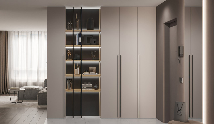 Шкаф в прихожую со стеллажом