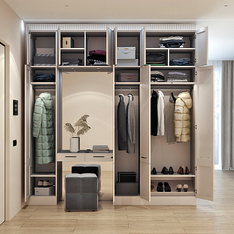 Распашной шкаф с антресолями в прихожую - детальное фото № 1