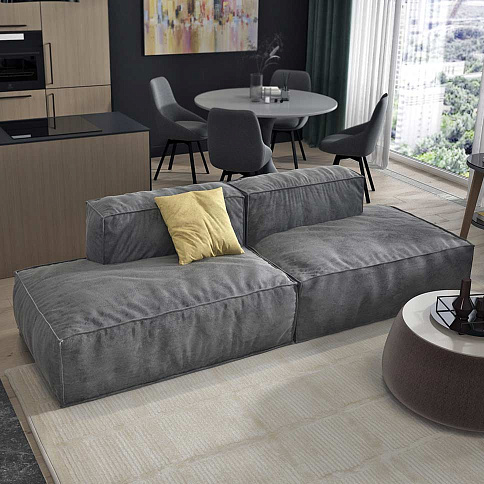 Прямой диван Уно в серых тонах - детальное фото № 2