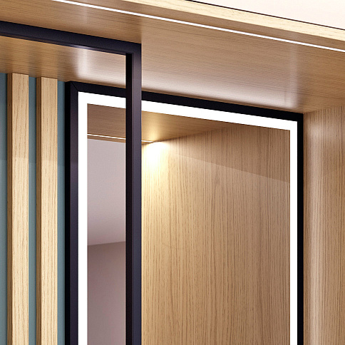 Узкий распашной шкаф с зеркалом в прихожую - детальное фото № 5