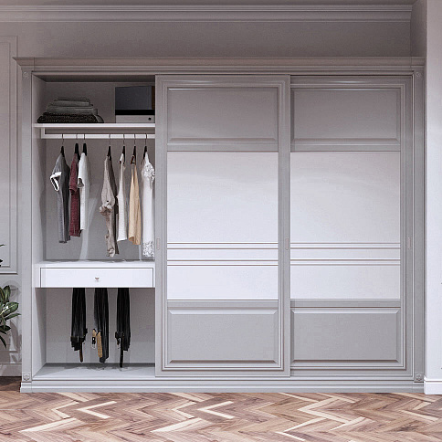 Трёхдверный шкаф-купе в прихожую в классическом стиле - детальное фото № 1